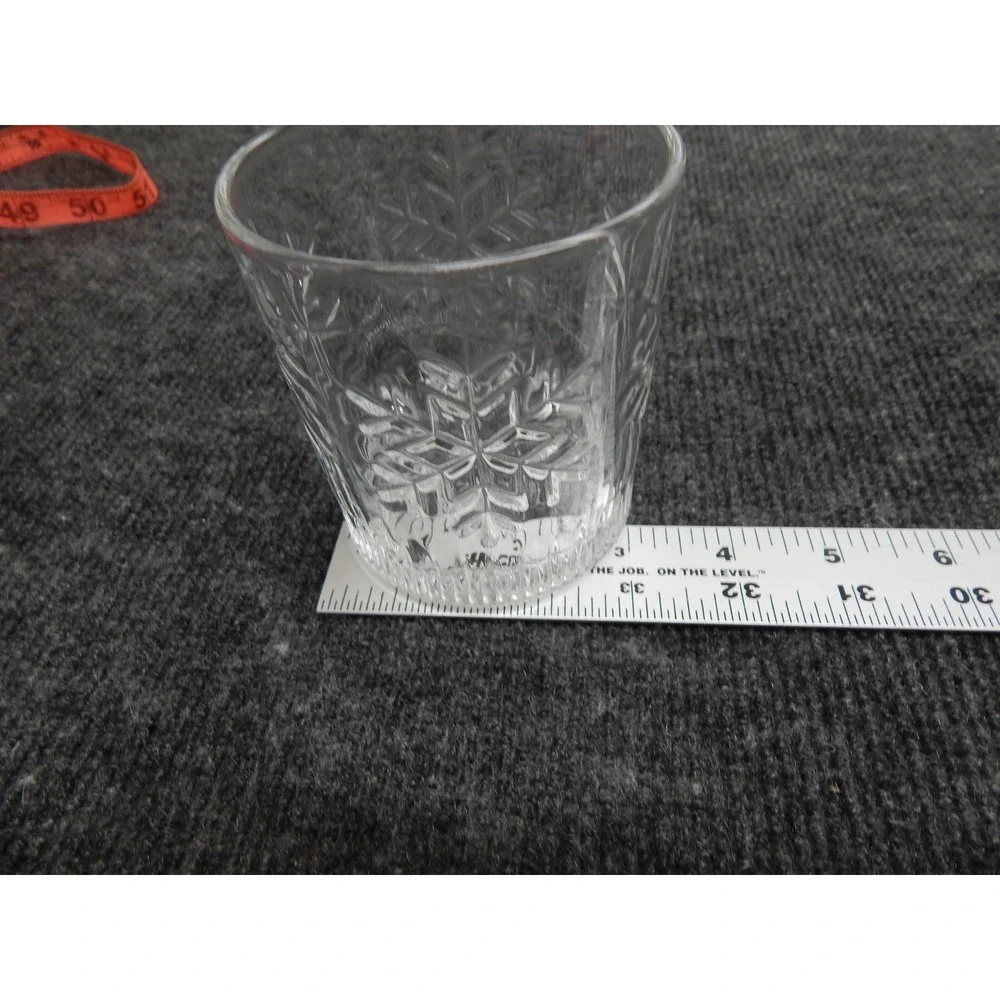 SIA Snowflake Embossed Rocks Glass Set of 2 Clear Winter Holiday Barware